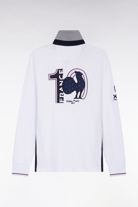 Maillot à manches longues XV de France blanc broderie coq coupe droite - Image 2
