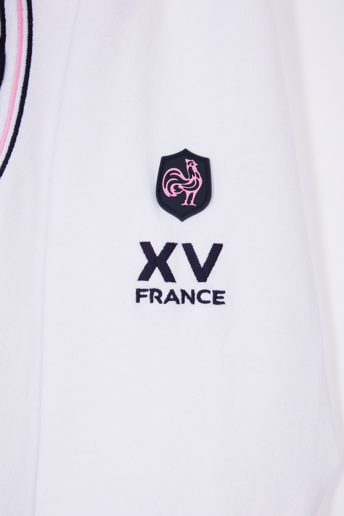 Maillot à manches longues XV de France blanc broderie coq coupe droite