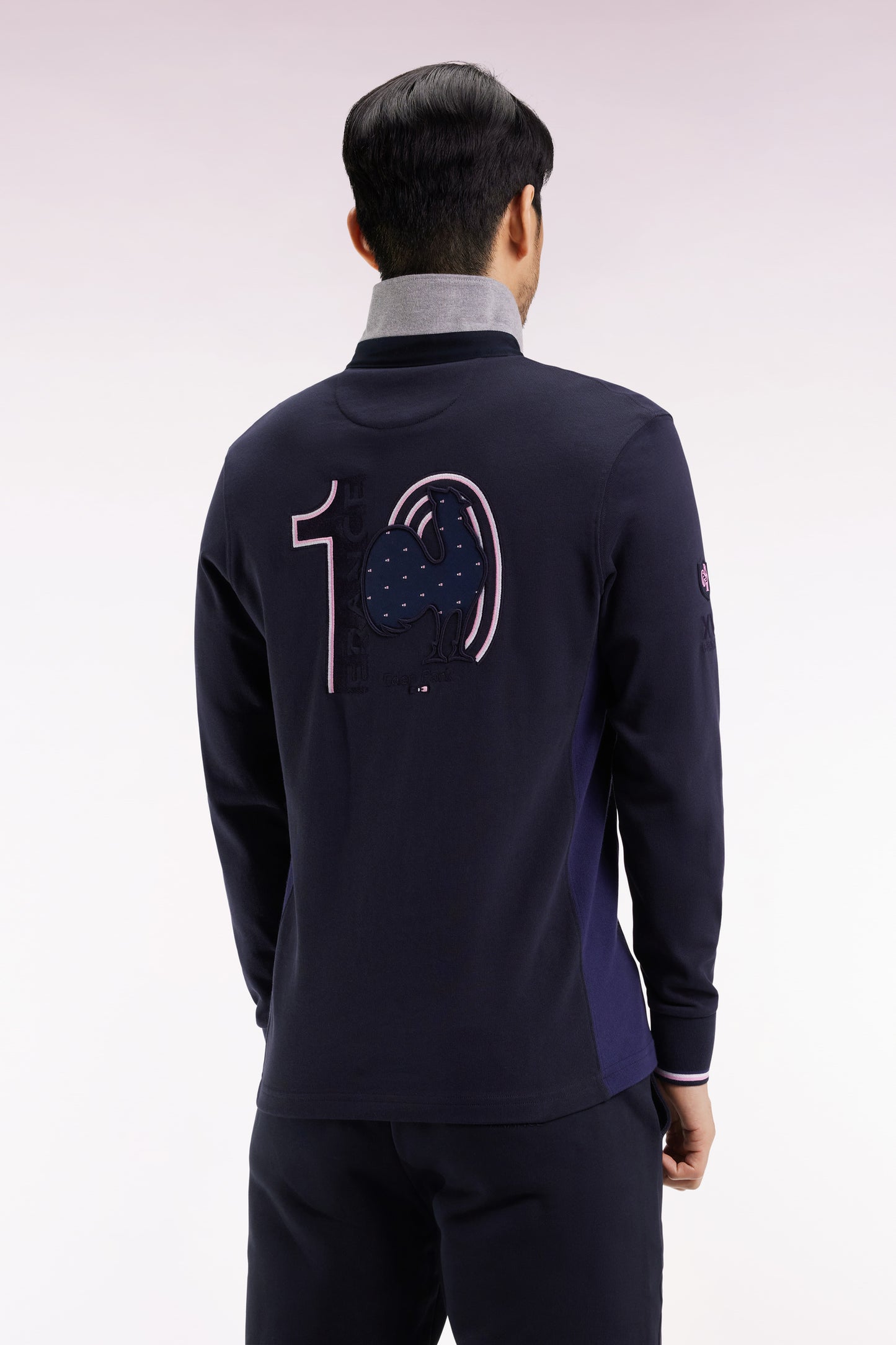 Maillot à manches longues XV de France marine broderie coq coupe droite