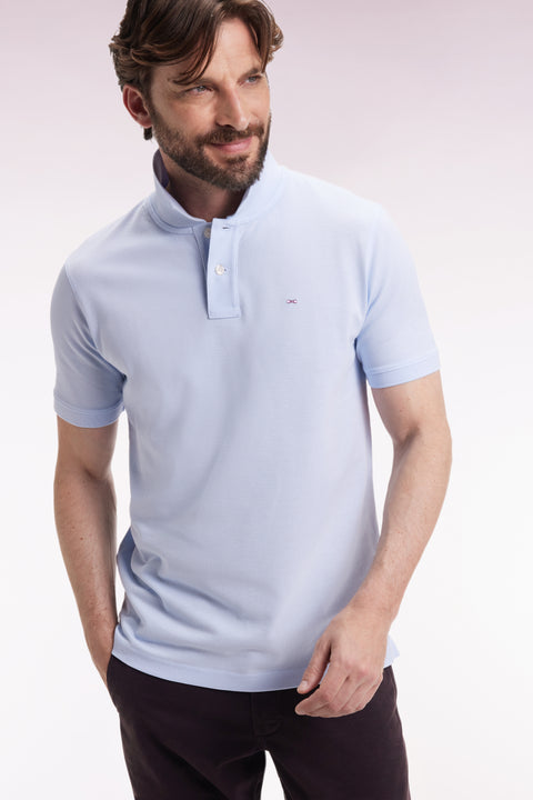 Polo manches courtes en coton Pima ciel coupe droite - Image 3
