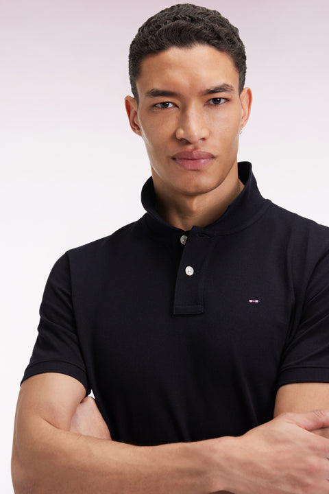 Polo manches courtes en coton Pima noir coupe droite - Image 3