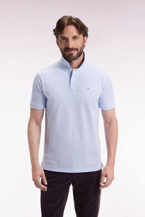 Polo manches courtes en coton Pima ciel coupe droite - Image 1