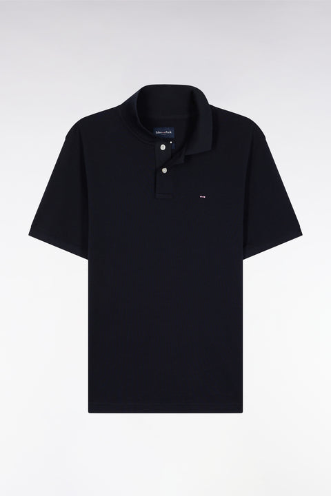 Polo manches courtes en coton Pima marine coupe droite - Image 2