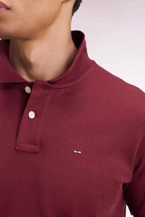 Polo manches courtes en coton Pima bordeaux coupe droite - Image 3