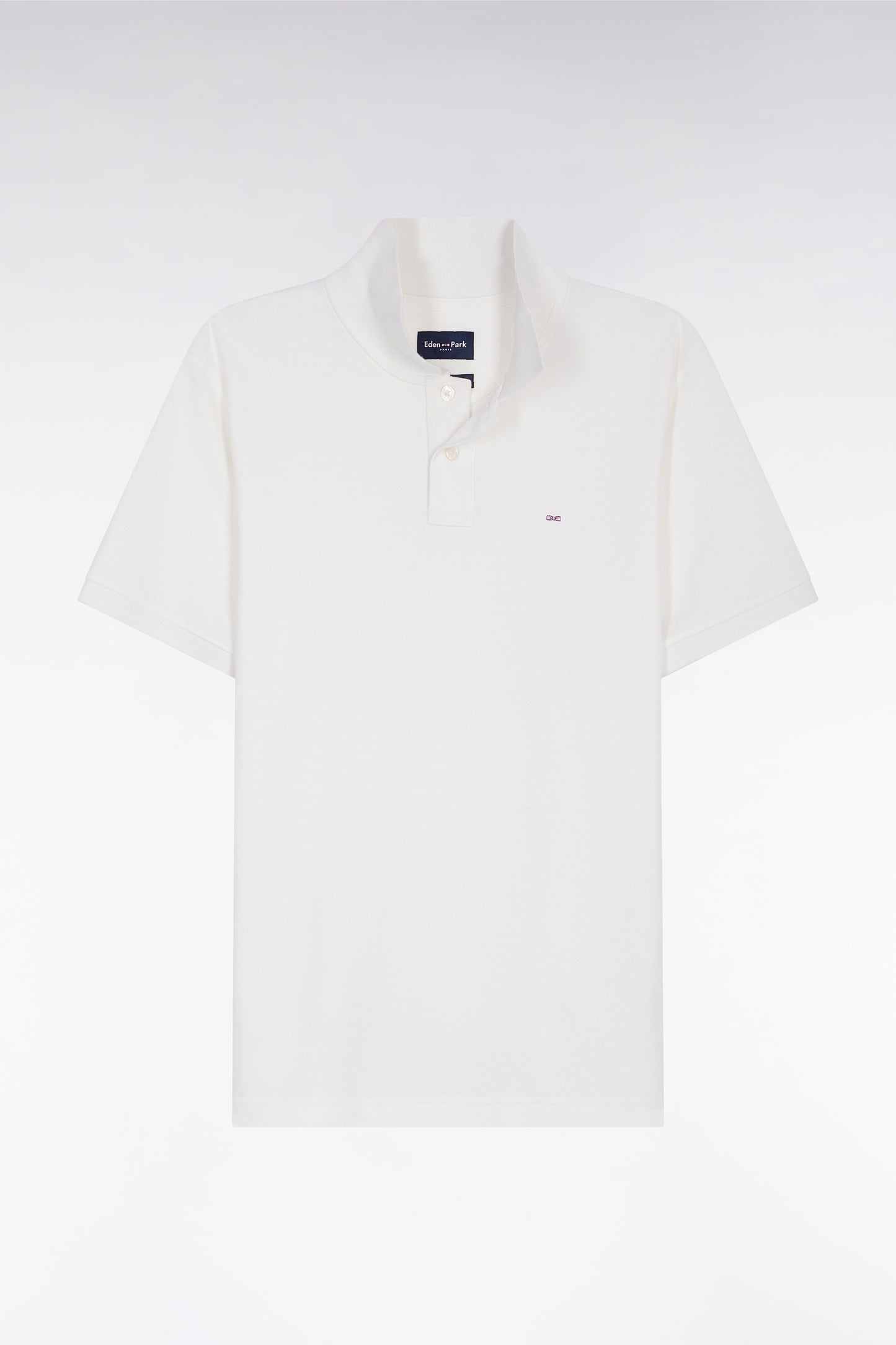 Polo manches courtes en coton Pima blanc coupe droite