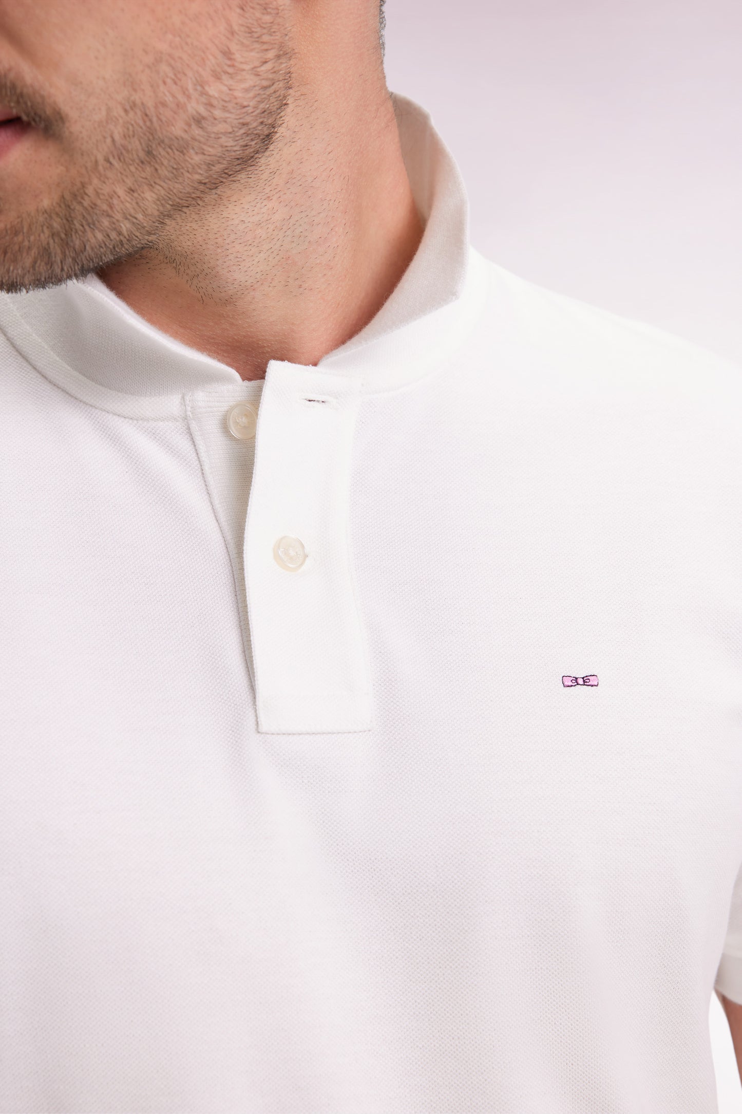 Polo manches courtes en coton Pima blanc coupe droite
