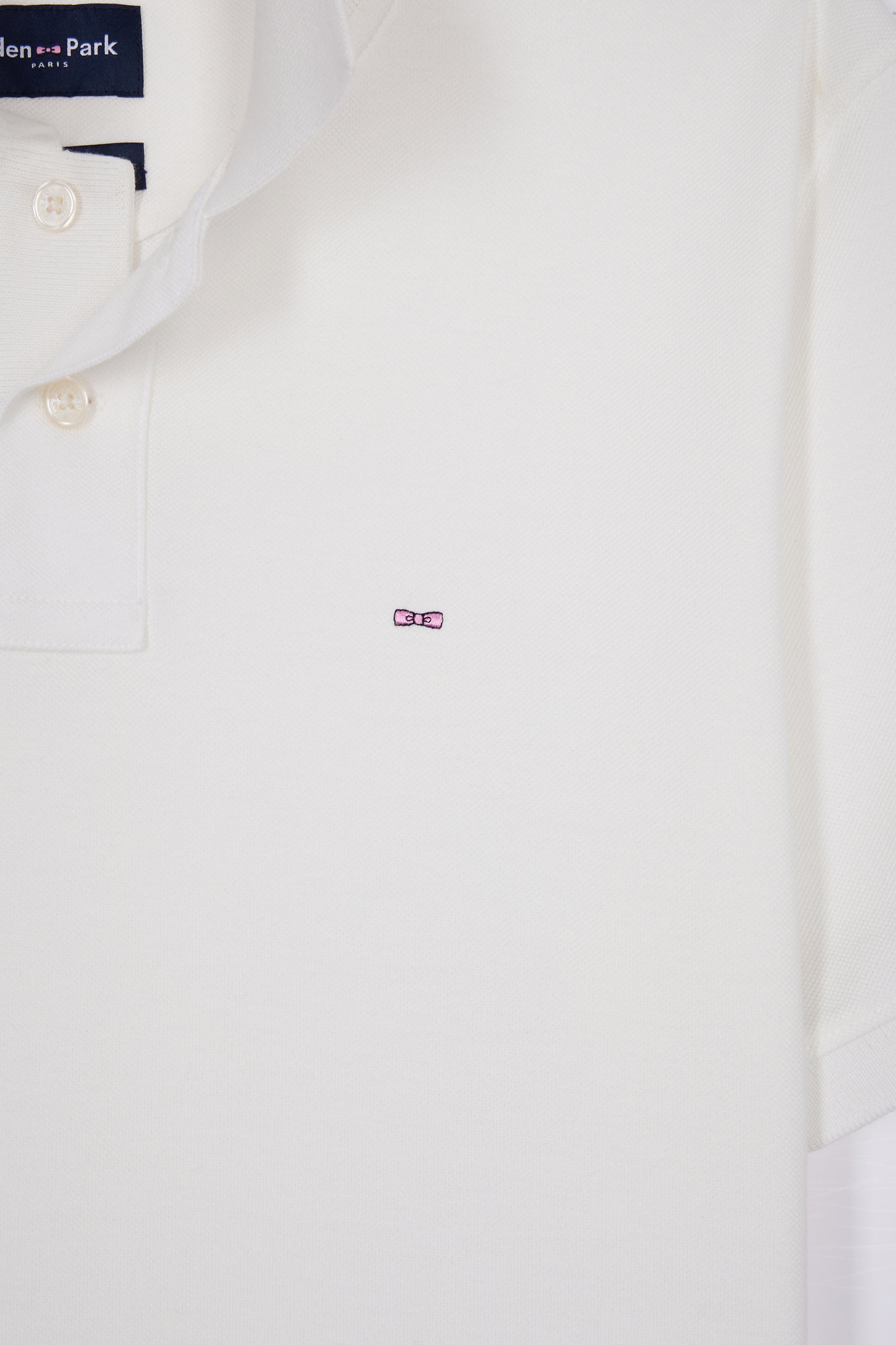 Polo manches courtes en coton Pima blanc coupe droite