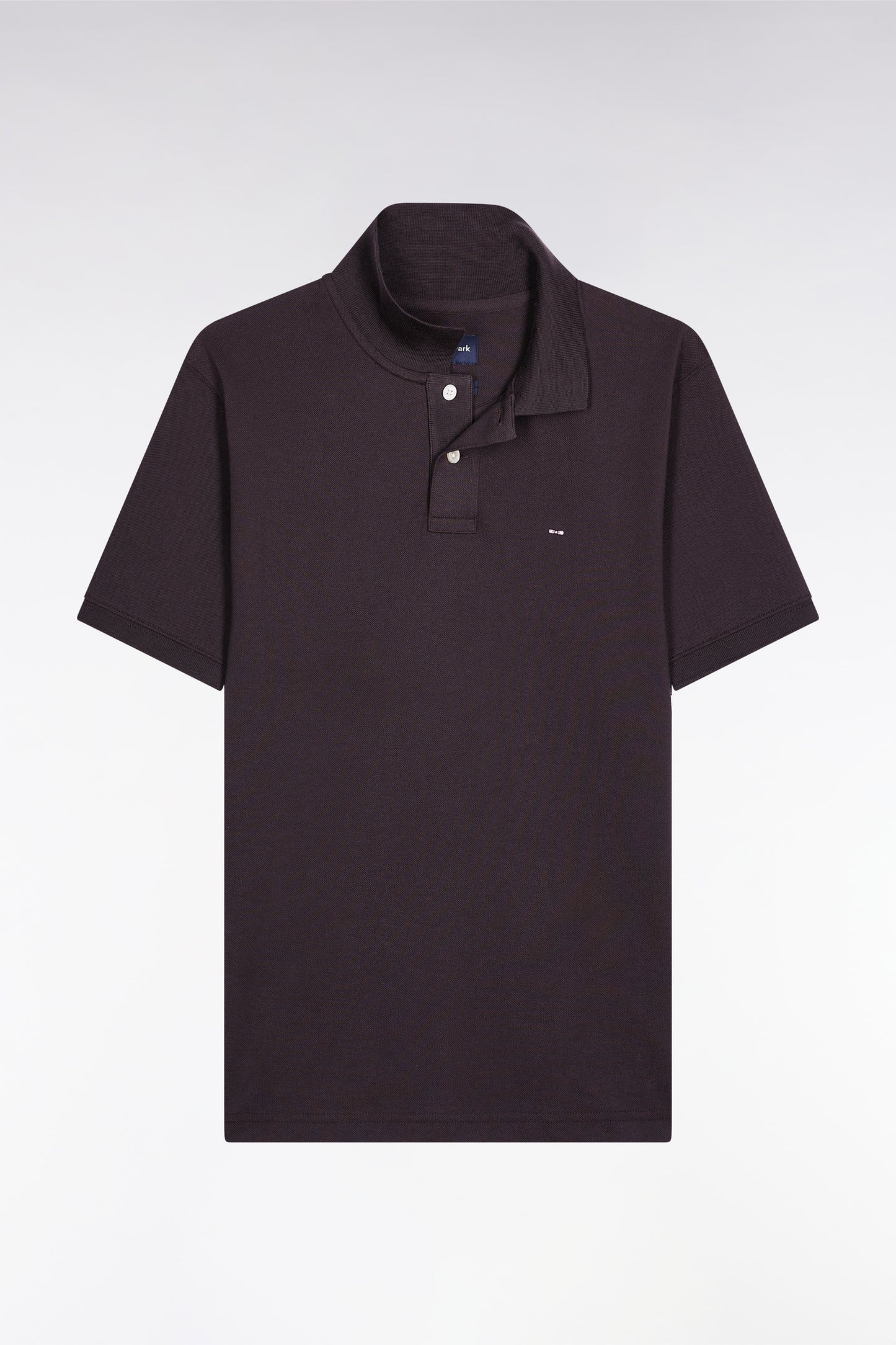 Polo manches courtes en coton Pima marron coupe droite