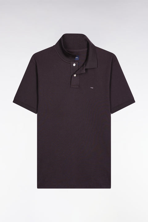 Polo manches courtes en coton Pima marron coupe droite - Image 2
