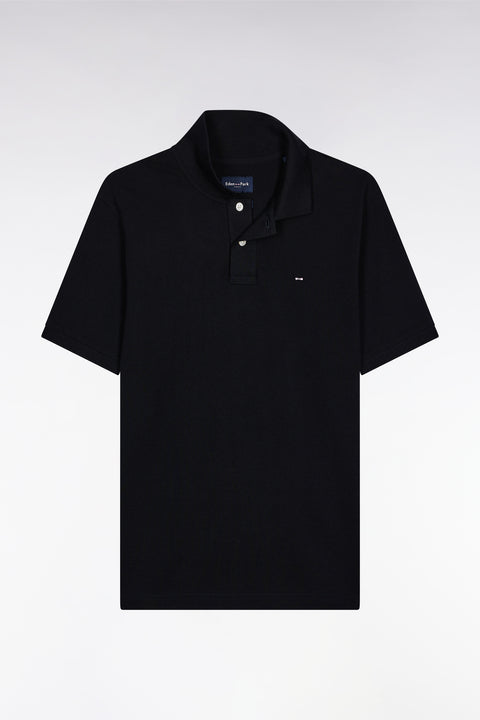 Polo manches courtes en coton Pima noir coupe droite - Image 2