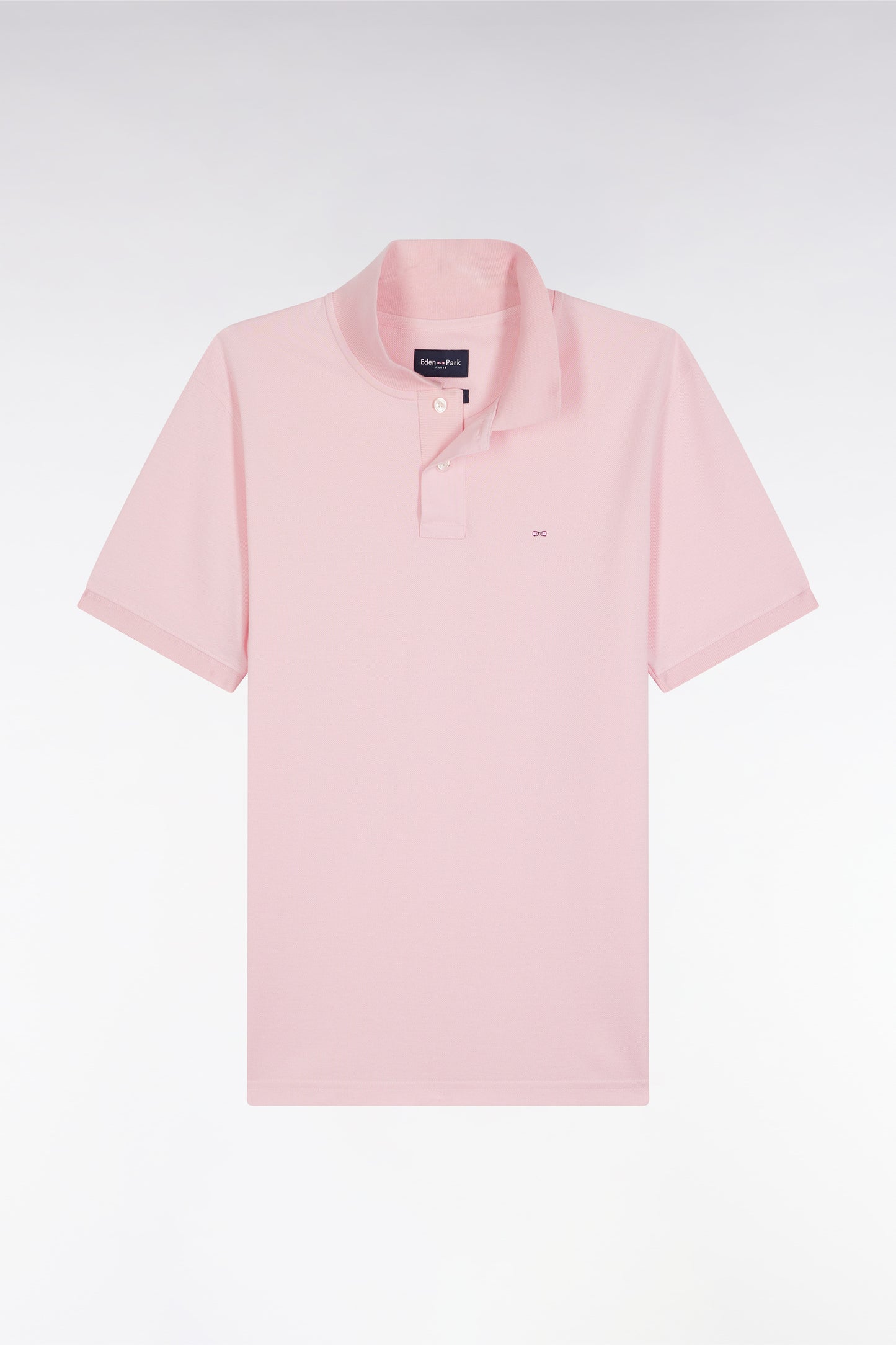 Polo manches courtes en coton Pima rose coupe droite