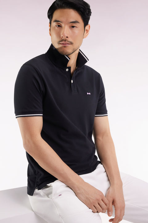 Polo à manches courtes noir - Image 1