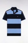 Polo cerclé en piqué coton à manches courtes en coton bleu