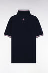 Polo manches courtes marine finitions tricolores coupe droite