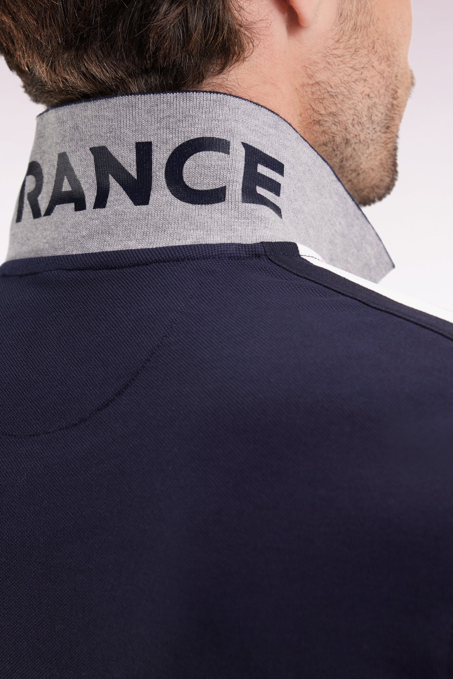 XV de France short-sleeved polo shirt in straight-cut navy cotton