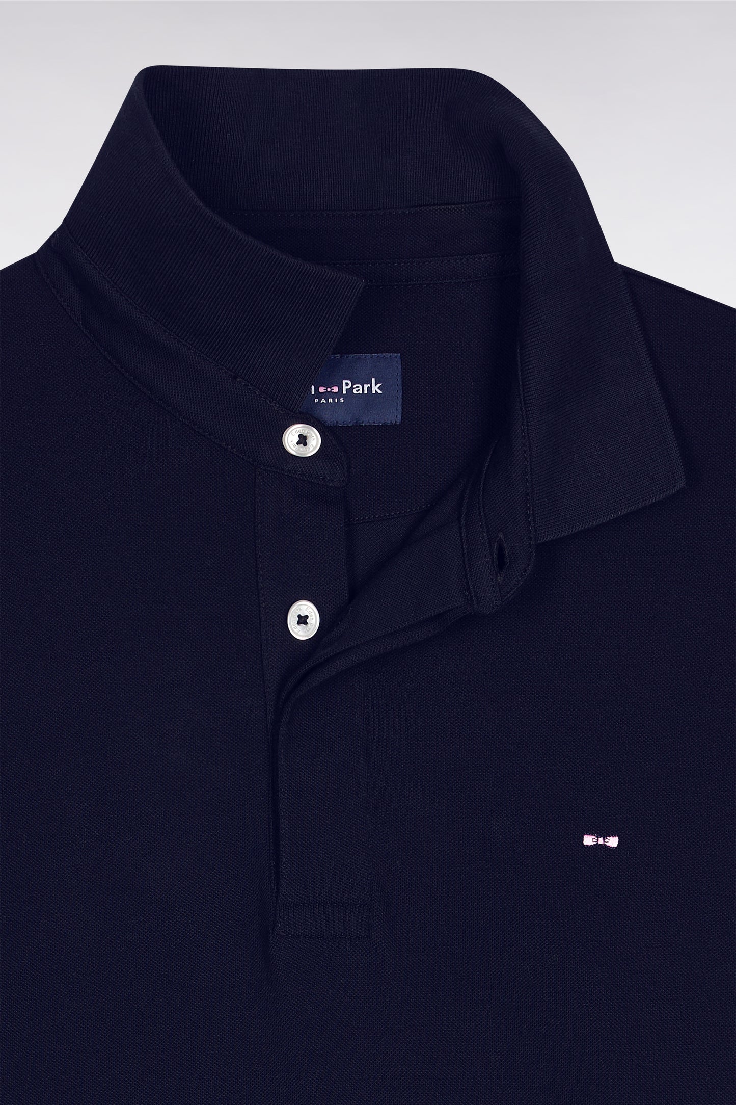 Polo à manches longues en coton stretch marine coupe slim