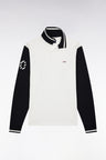 Polo à manches longues en piqué coton bicolore blanc broderie 10
