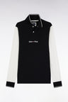 Polo à manches longues en piqué coton bicolore blanc logo Eden Park