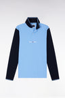 Polo à manches longues en piqué coton bicolore ciel logo Eden Park