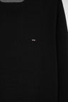Pull col rond en laine et coton noir