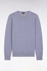 Pull col rond en laine et coton bleu