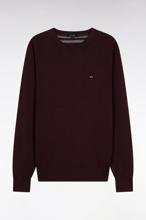 Pull col rond en laine et coton bordeaux - Image 2