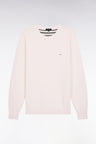 Pull col rond en laine et coton écru