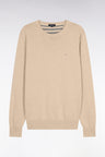 Pull col rond en laine et coton camel