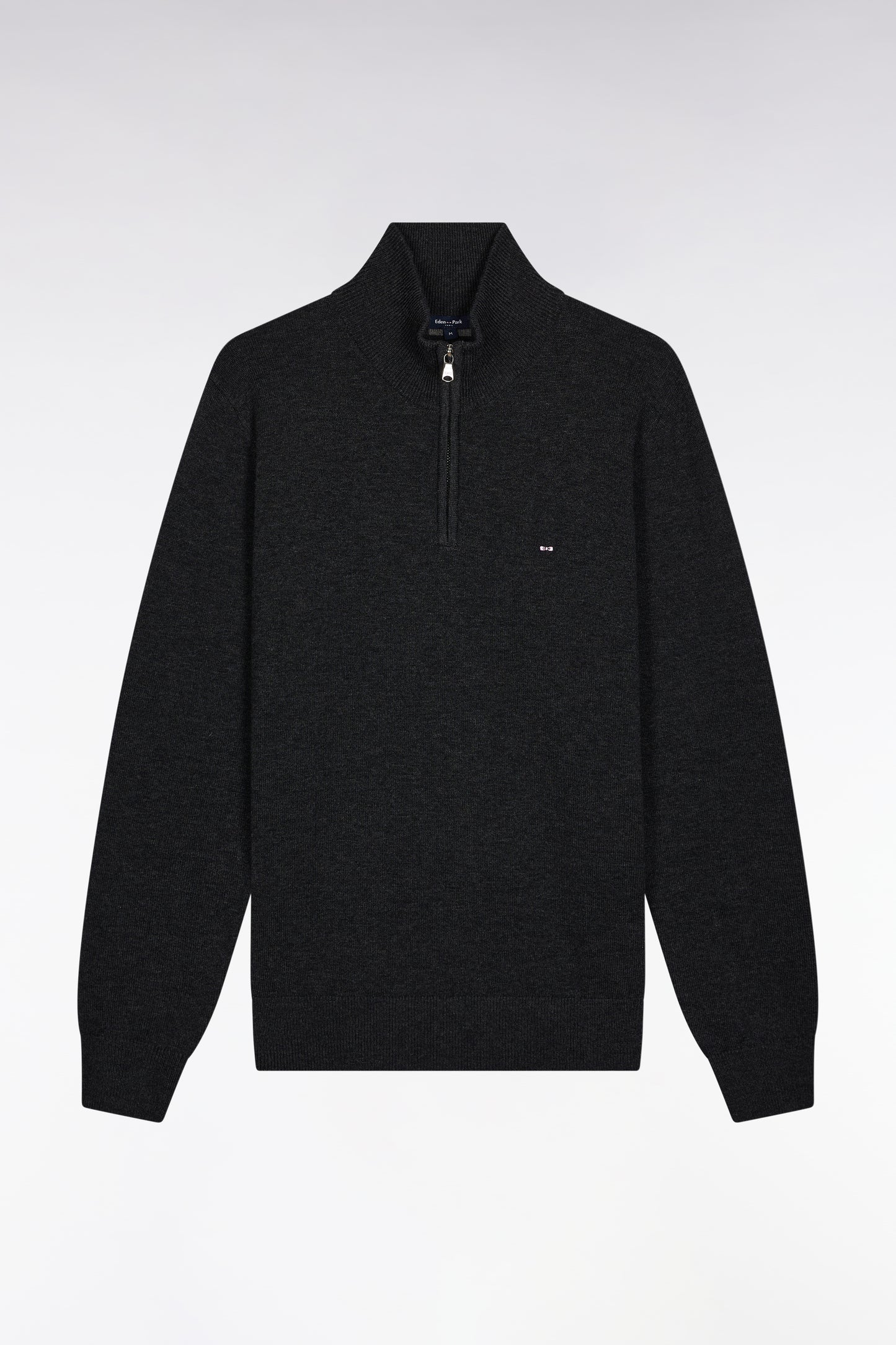 Pull col camionneur en laine et coton gris foncé