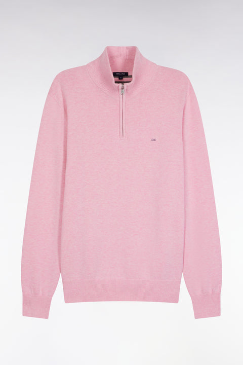 Pull col camionneur en laine et coton rose - Image 2