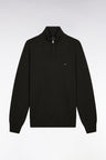 Pull col camionneur en laine et coton vert bouteille