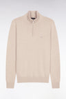 Pull col camionneur en laine et coton beige