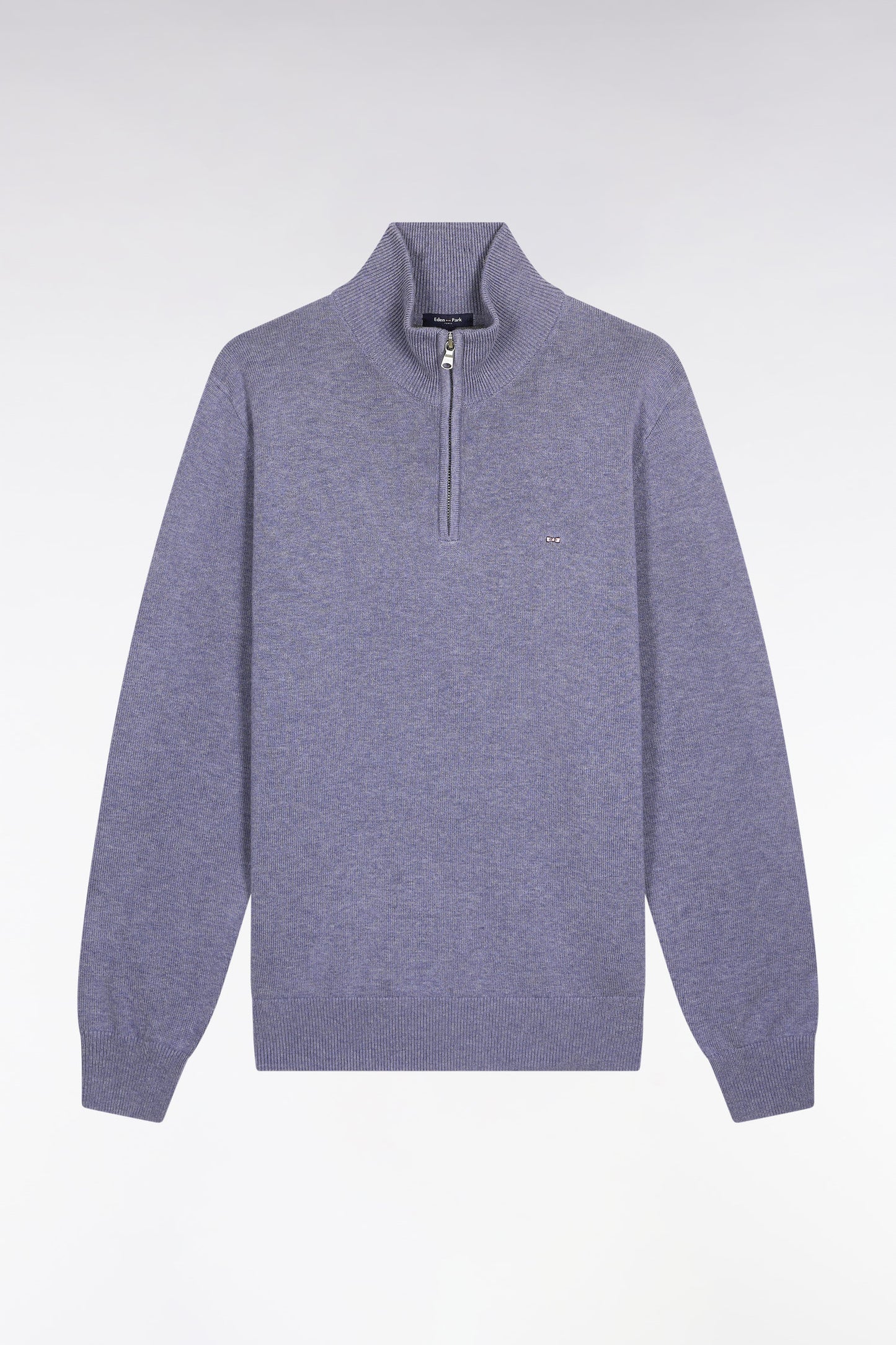 Pull col camionneur en laine et coton bleu gris