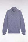 Pull col camionneur en laine et coton bleu gris