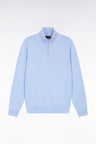 Pull col camionneur en laine et coton ciel