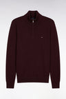 Pull col camionneur en laine et coton bordeaux