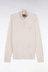 Pull col camionneur en laine et coton écru