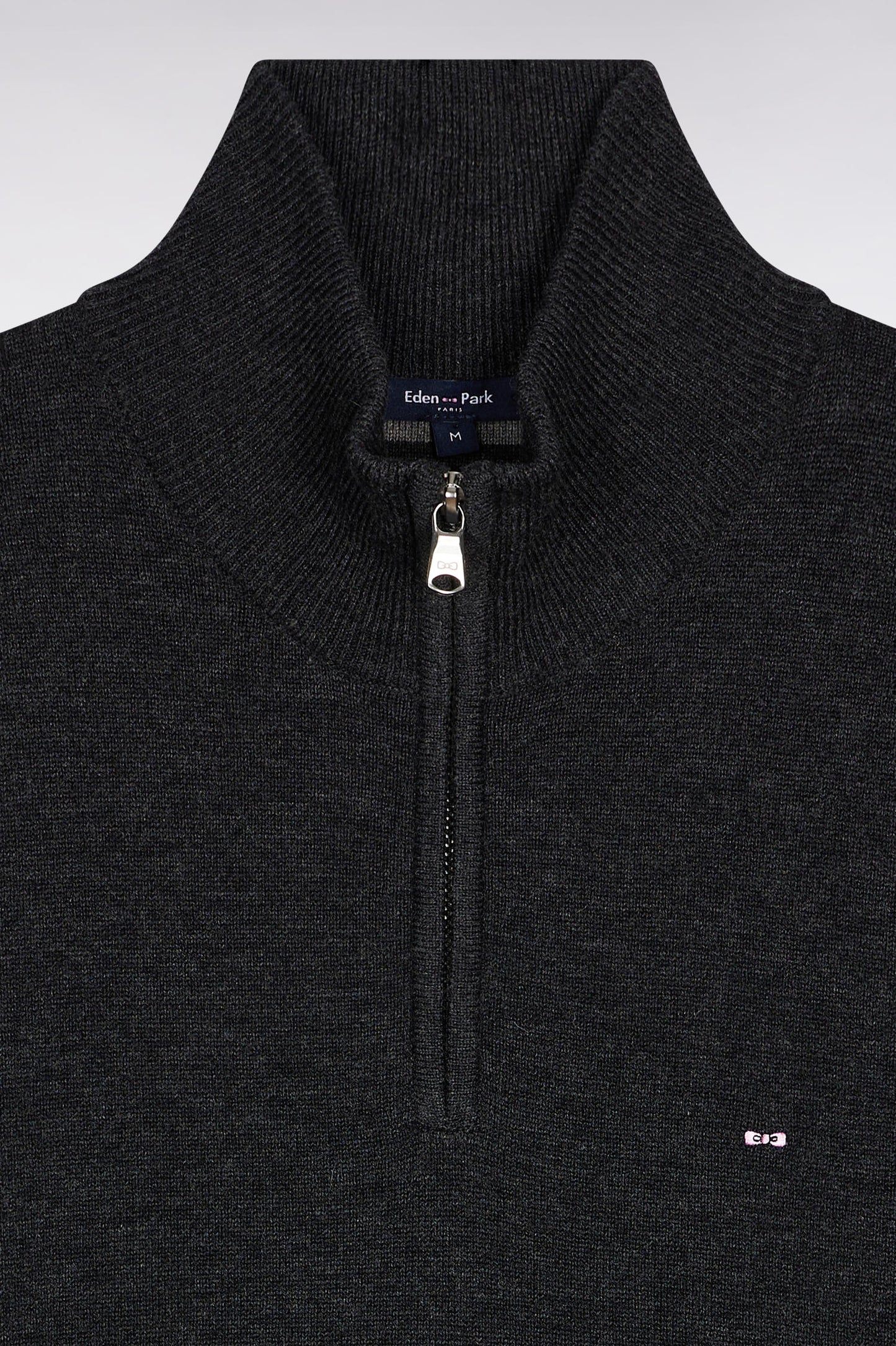 Pull col camionneur en laine et coton gris foncé