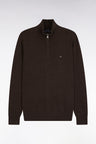 Pull col camionneur en laine et coton marron