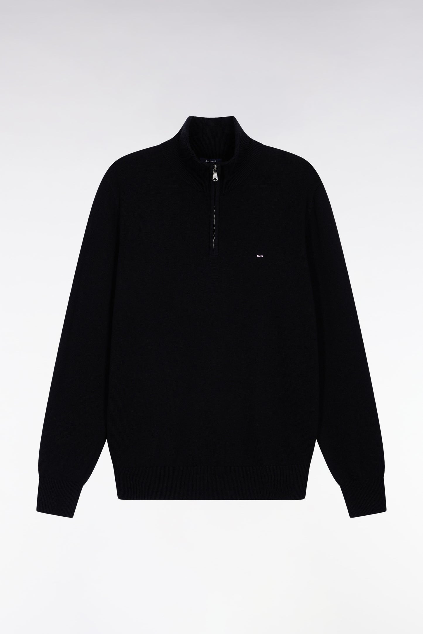 Pull col camionneur en laine et coton noir
