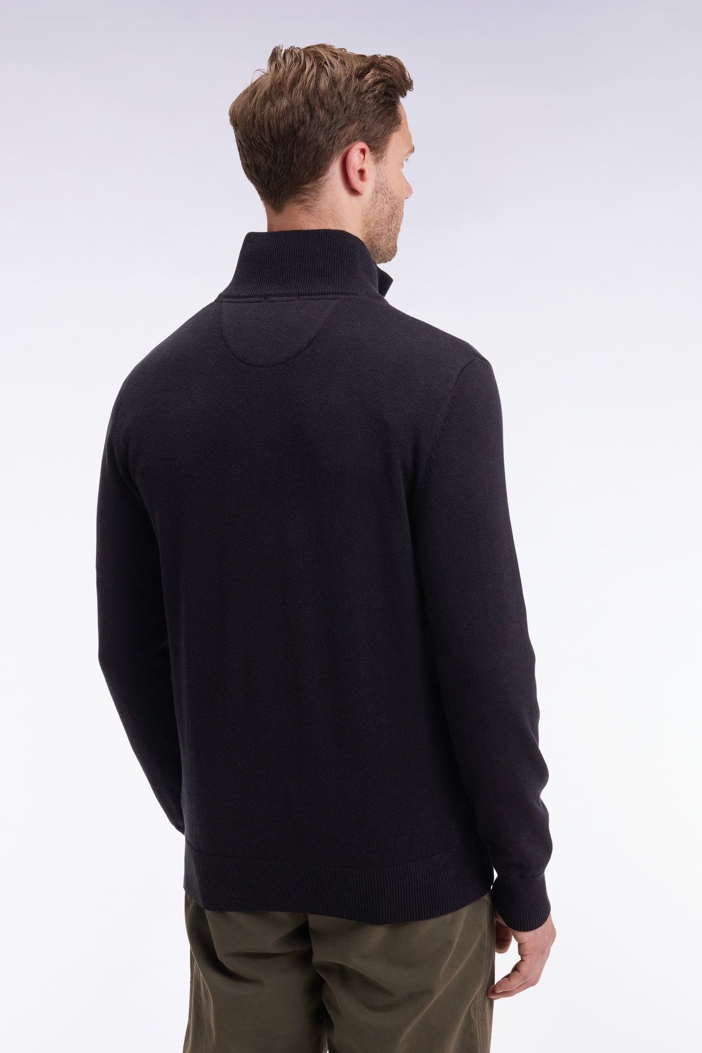 Pull col camionneur en laine et coton noir