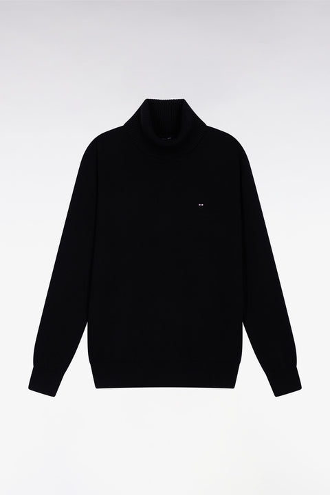 Pull col roulé en laine et coton noir - Image 2