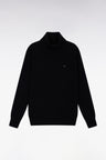 Pull col roulé en laine et coton noir