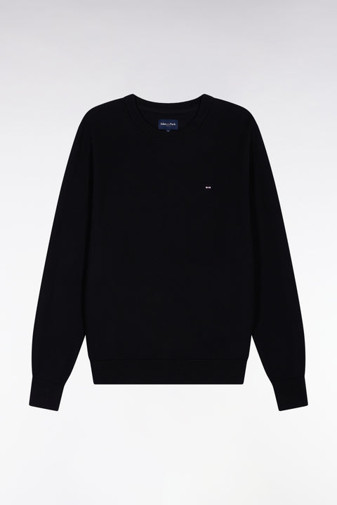 Pull col rond en coton nid d'abeille noir - Image 2