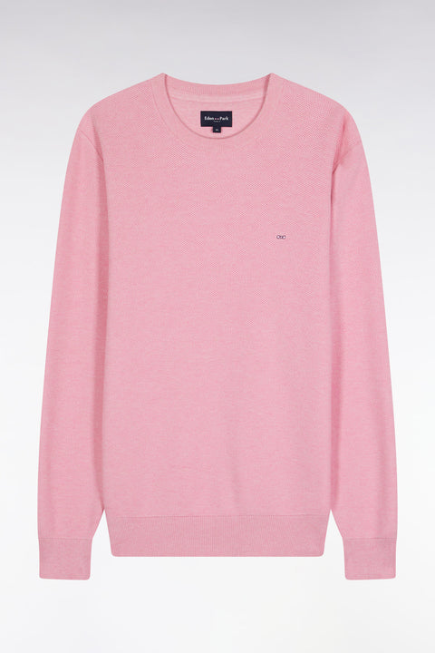 Pull col rond en coton nid d'abeille rose - Image 2