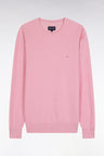 Pull col rond en coton nid d'abeille rose