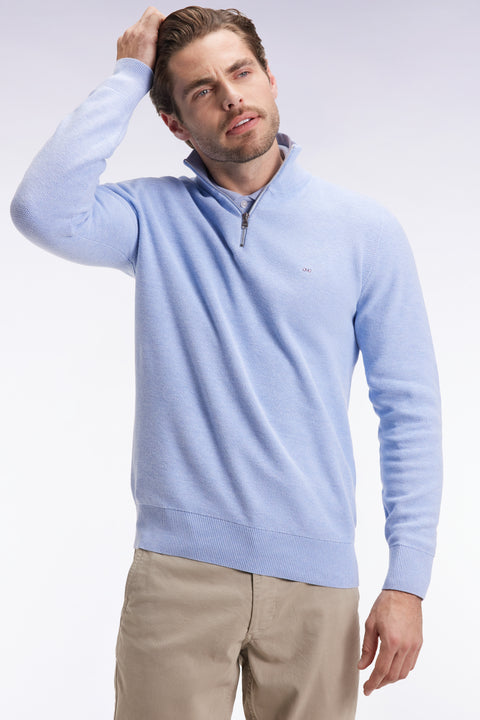 Pull col camionneur en coton nid d'abeille ciel - Image 3