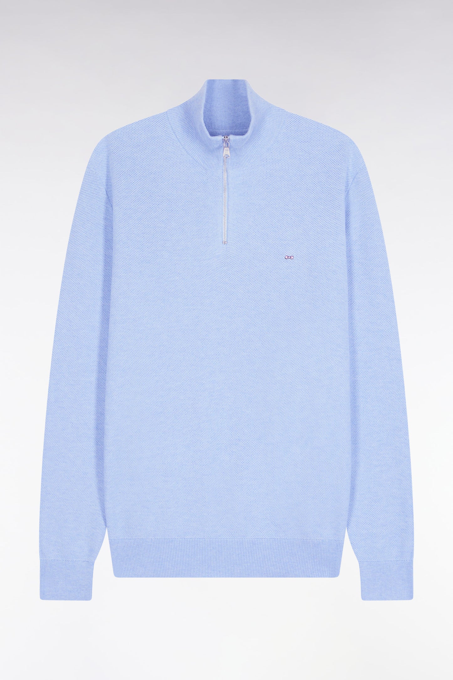 Pull col camionneur en coton nid d'abeille ciel