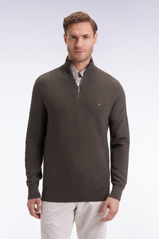 Pull col camionneur en coton nid d'abeille marron