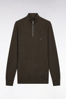 Pull col camionneur en coton nid d'abeille marron